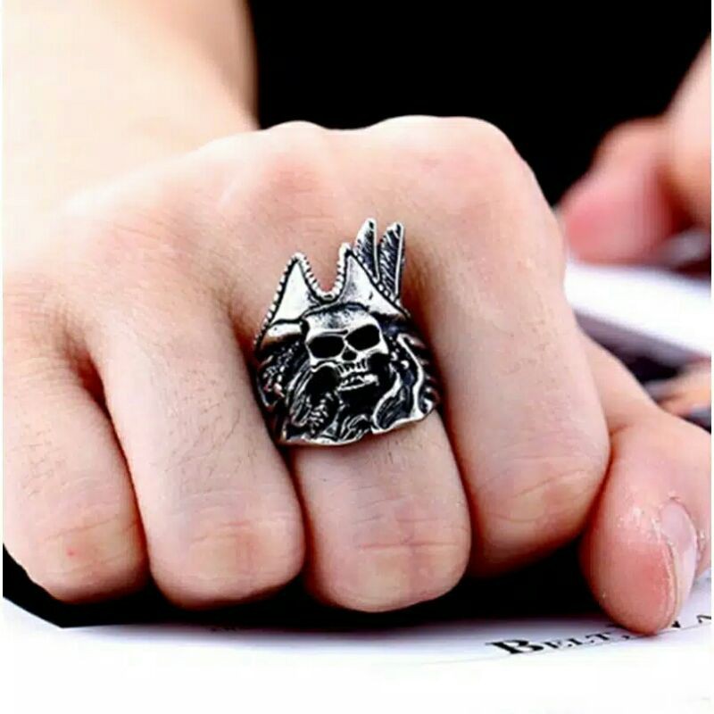 Cincin pria tengkorak punk style men ring personality series