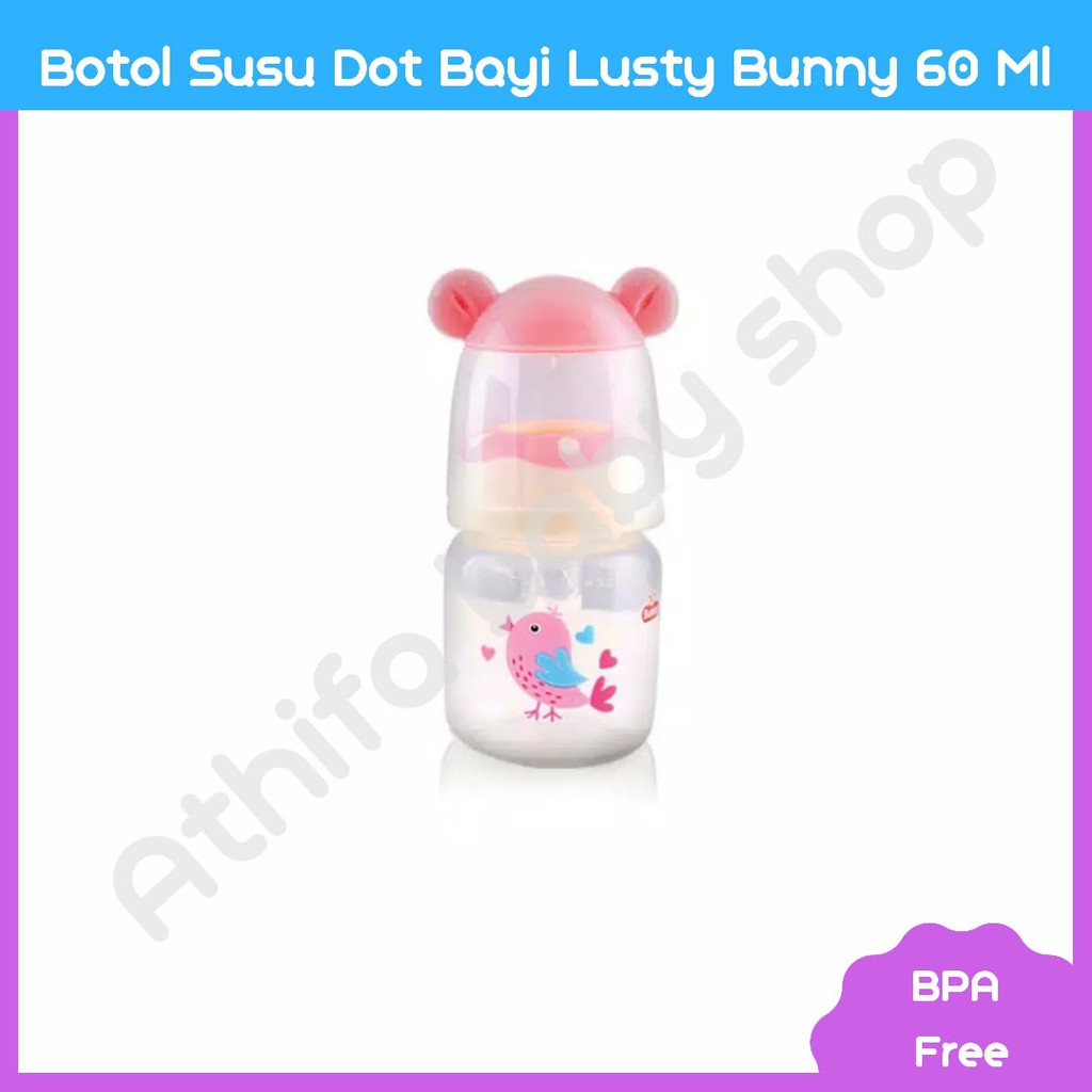 Botol Susu Dot Bayi 60ml Lusty Bunny NEWBORN Kecil Baru Lahir Dot Susu Bayi Botol ASI Perah ASIP