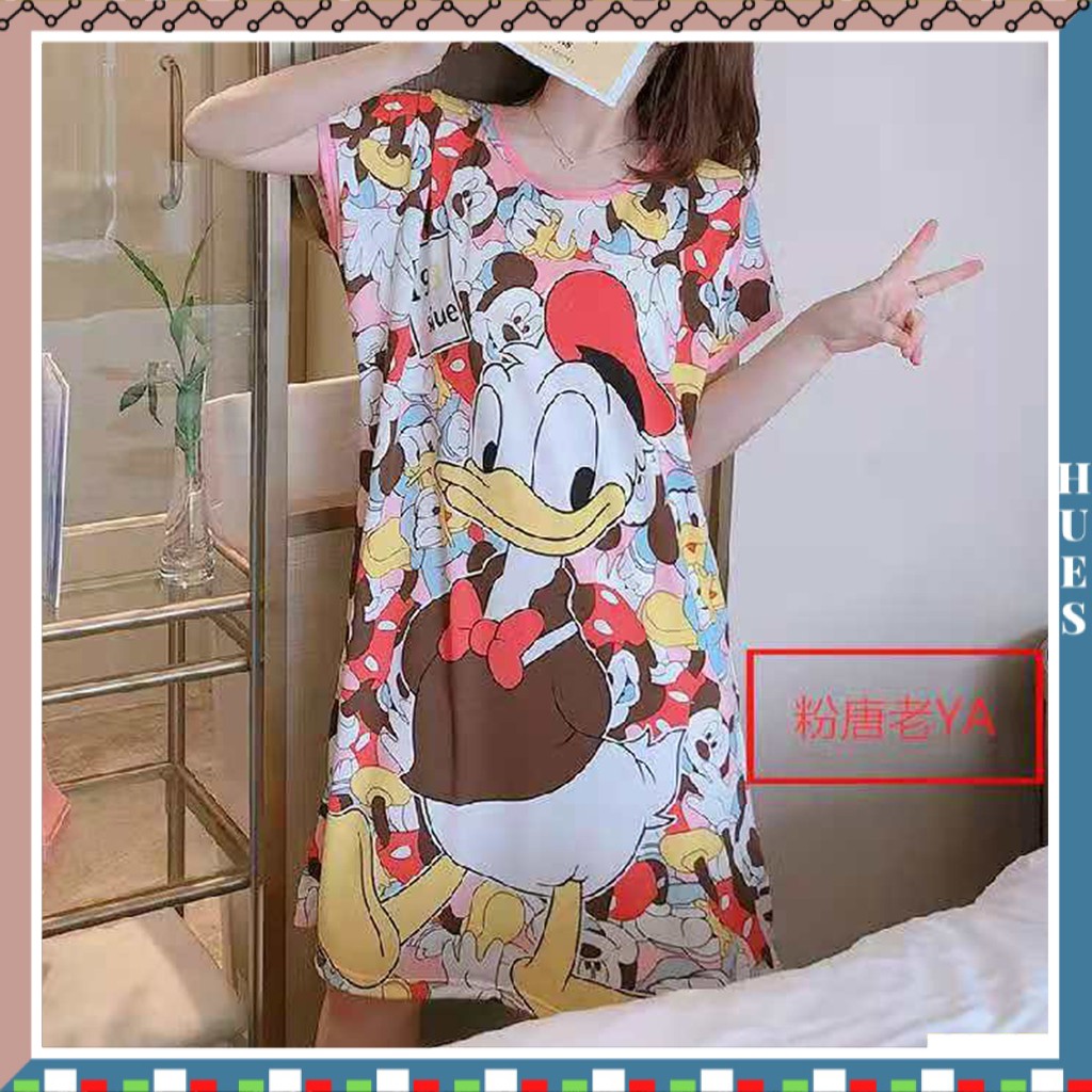 HUES.ID Pakaian Wanita Baju Tidur Wanita Import Daster Motif Kartun Longgar Korea Fit to XXL 4017