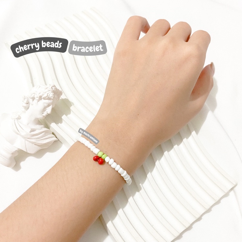 CHERRY BEADS SET RING &amp; BRACELET / GELANG MANIK KOREA MODEL CHERRY / GELANG CHERRY / CINCIN CHERRY