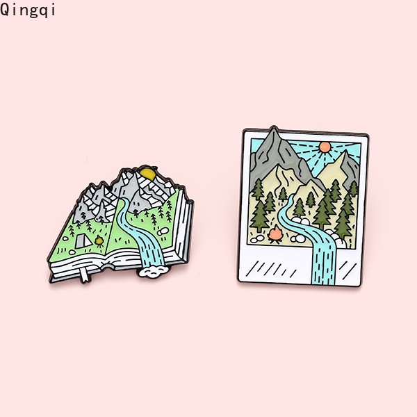 Bros Pin Enamel Desain Gunung Hutan Untuk Hadiah Teman