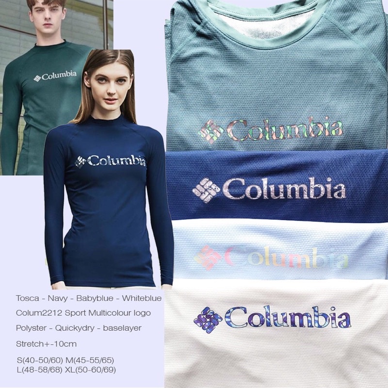 lovemecorner COLUMBIA SPORT MULTICOLOR LOGO BAJU OLAHRAGA WANITA SPORTSWEAR BAHAN STRETCH MELAR BISA