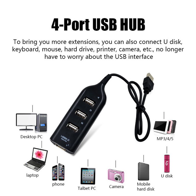 Micro USB Hub 2.0 Multi USB Port 4port Hub USB High Speed Hab Dengan Saklar on/off USB Splitter Untuk Aksesoris Komputer PC