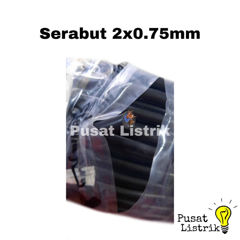 Kabel Eterna NYYHYO 2x0,75mm Serabut Hitam Harga Permeter Kabel Serabut Hitam 2x0,75mm (Potongan)