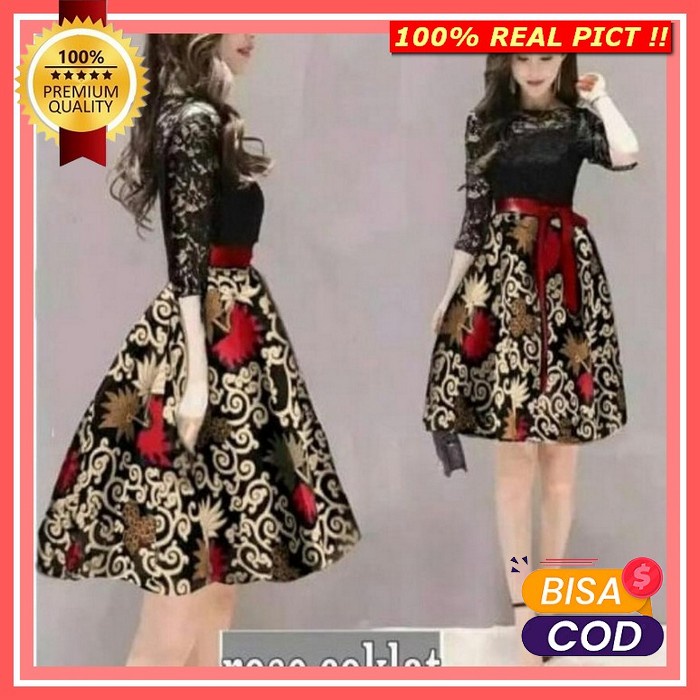 Baju Dress Pesta Wanita Model Terbaru Kekinian Kondangan Imlek Natal P Fwg - Magna Dress / Dress Bat