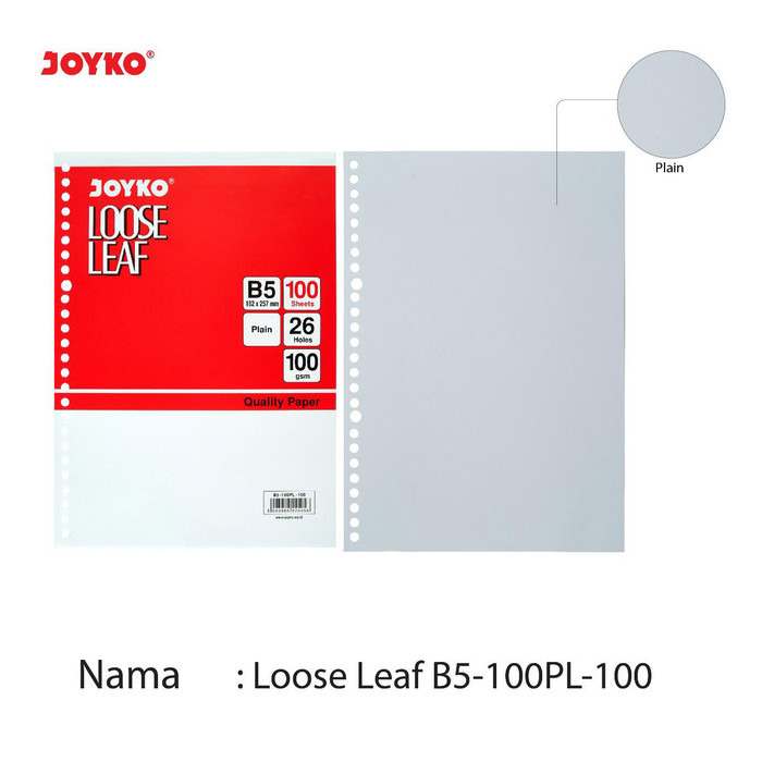 

Joyko Kertas Binder Loose Leaf Polos B5 100 Sheet 100Gsm Plain 26Holes