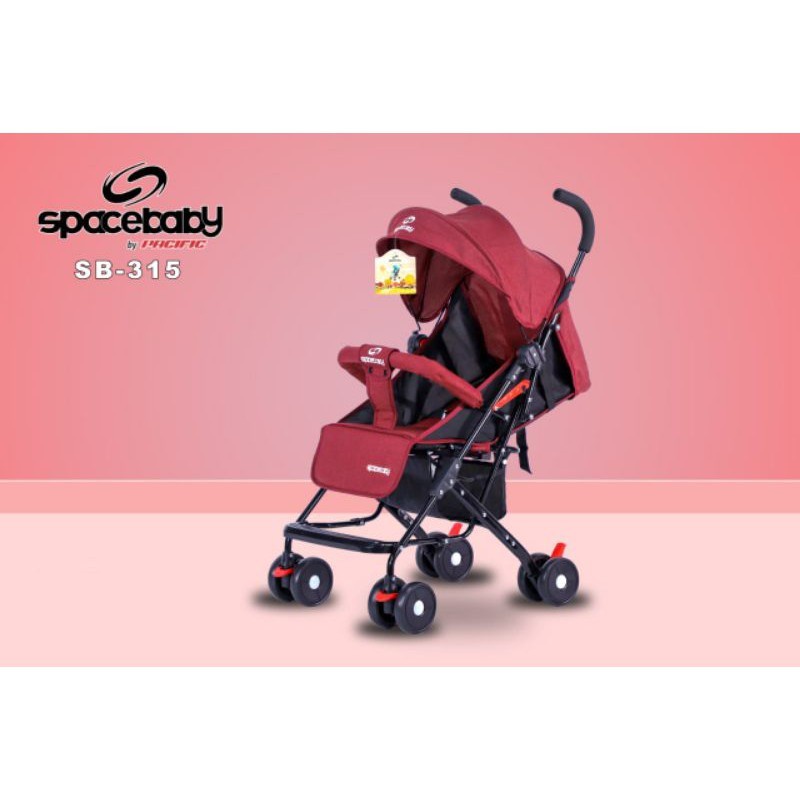 Stroller Anak Bayi Balita Kereta Dorong Stroler Spacebaby SB315 By Pacific Size Ringan Lipat SNI-2