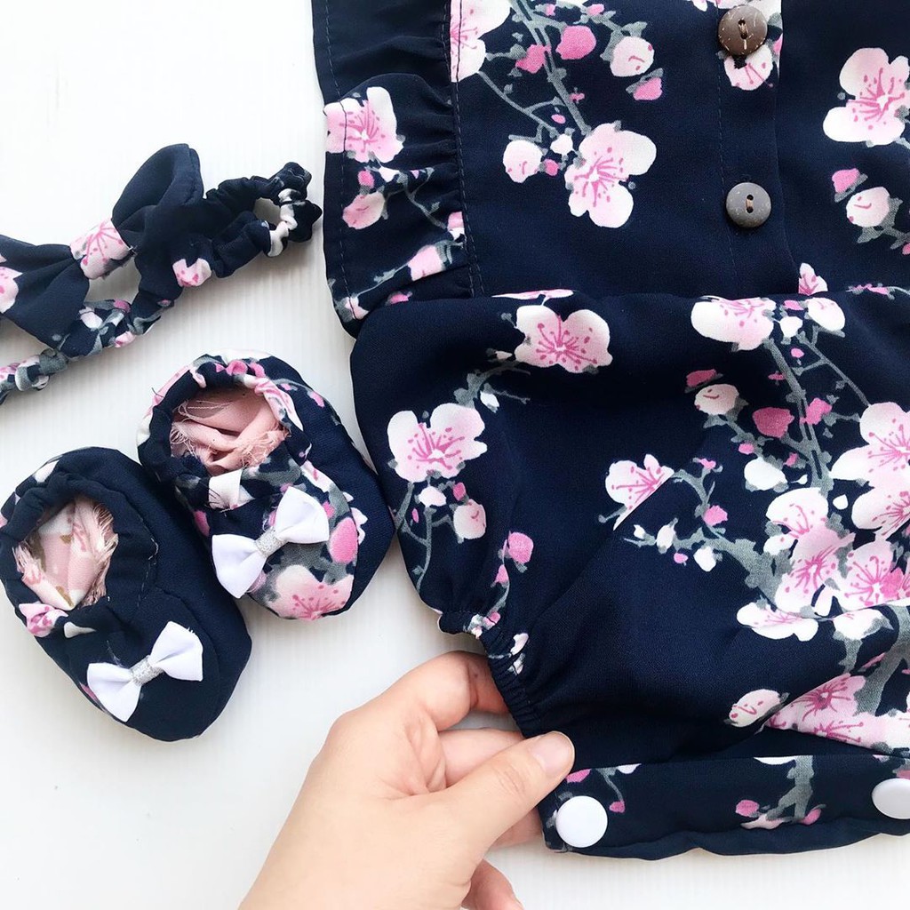 Mandy Jumpsuit Baju setelan jumper rok bunga bandana sepatu pergi lucu fashion anak bayi perempuan