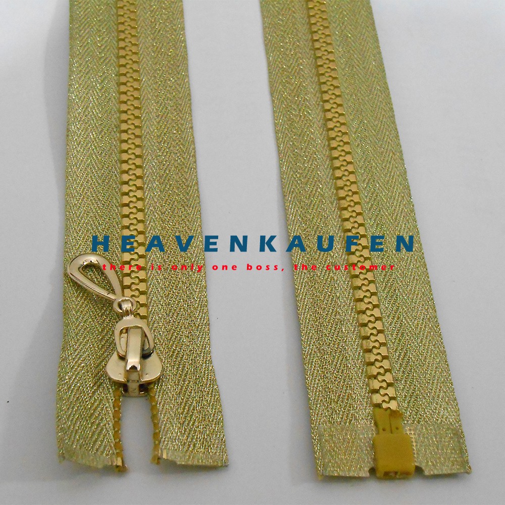 Zipper/Resleting Open-End 1 Meter (100 cm) Warna Gold Muda Blink-Blink