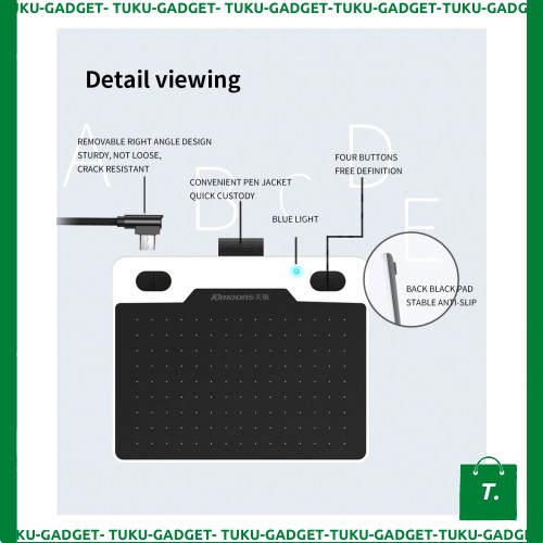 10Moons T503 Drawing Tablet 6 Inch With Stylus Pen Pentablet - TGIX869I5
