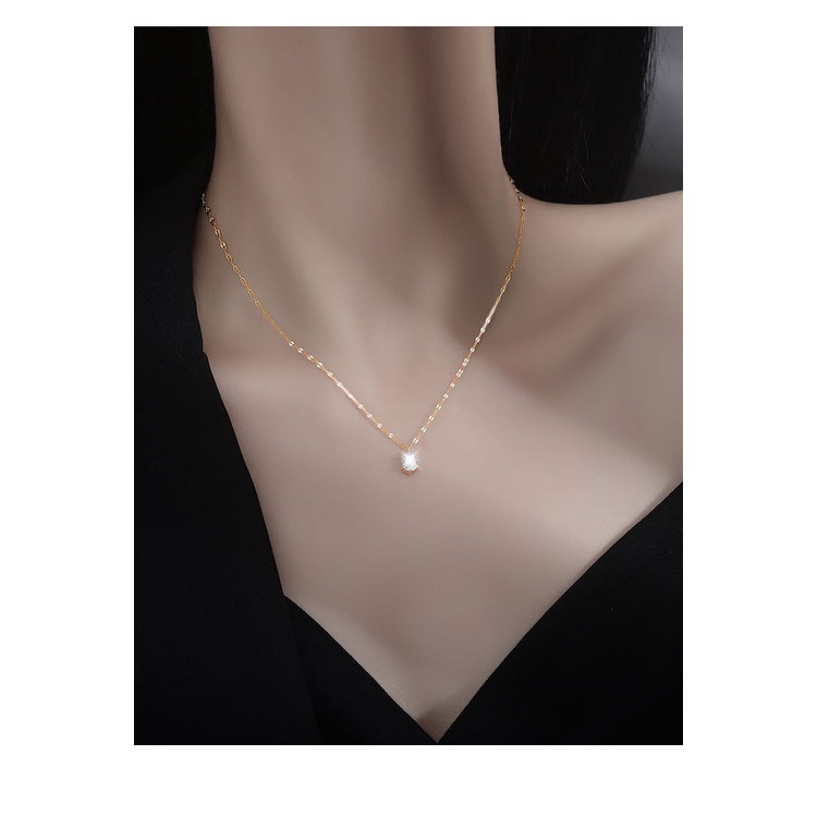 Stainless steel solitaire kalung wanita desain kalung minat khusus cahaya mewah 2021 baru fashion