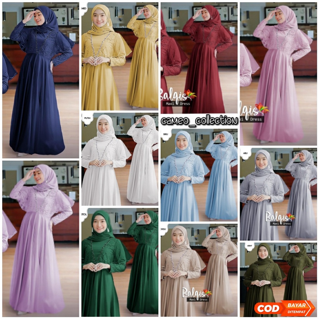 ( COD ) MAXI BALQIS GAMIS BRUKAT MAXI DRESS GAMIS WANITA DRESS MUSLIM SERAGAM UNDANGAN PERNIKAHAN BR