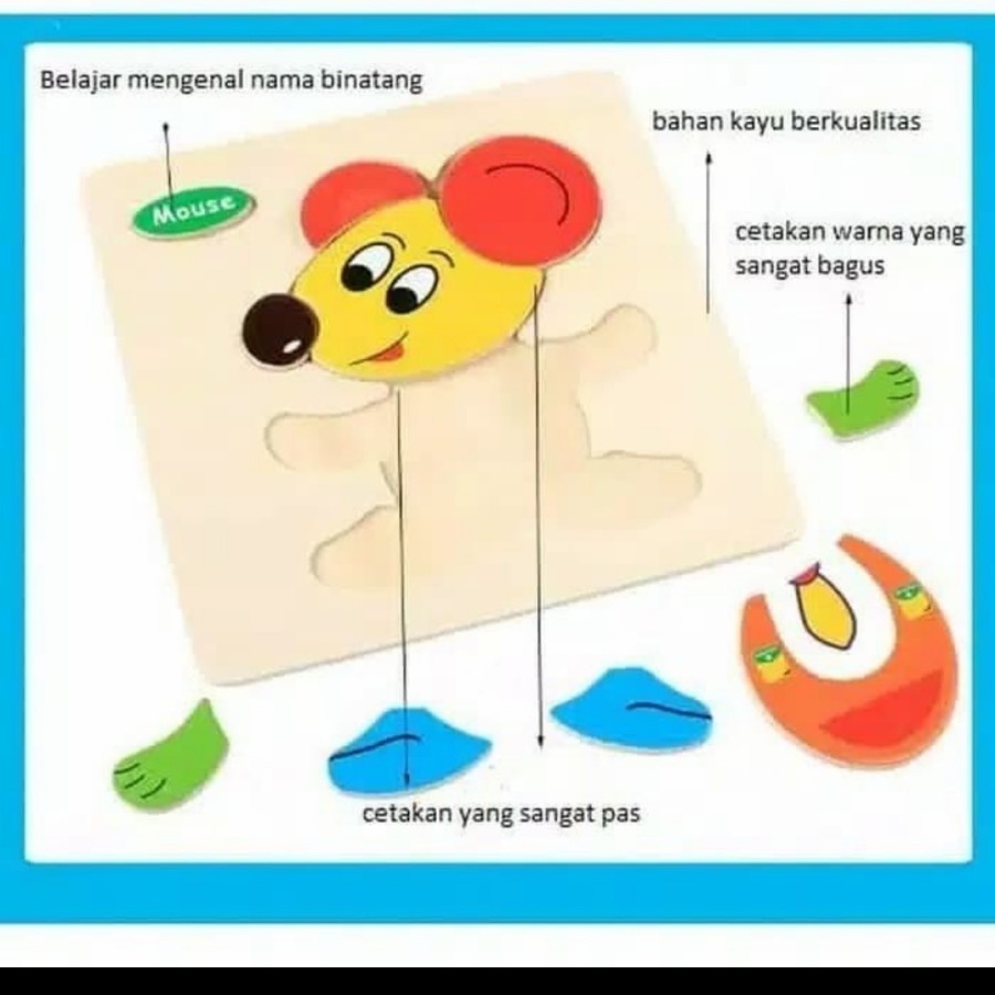 puzzle 3d kayu diy mainan edukasi anak hobi animal toy petak asah otak