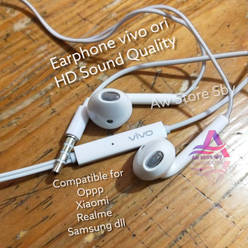 Earphone vivo Extra Bass original Headset vivo V9 V11 V19 Y91 Y95 Y12 Y15 Y19 Y20 Y30 Y21S