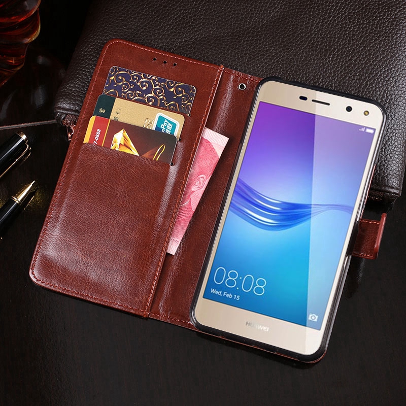 Flip Case Cover Dompet Kulit Dengan Kait Magnetik Untuk Huawei Y5 2018 Y5 Y6 2017