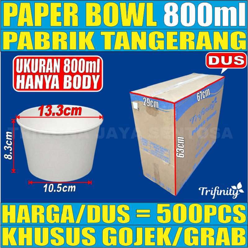 Paper Bowl Tebal 800ml Per Dus 500pcs Tahan Microwave Mangkok Kertas 800 Ml