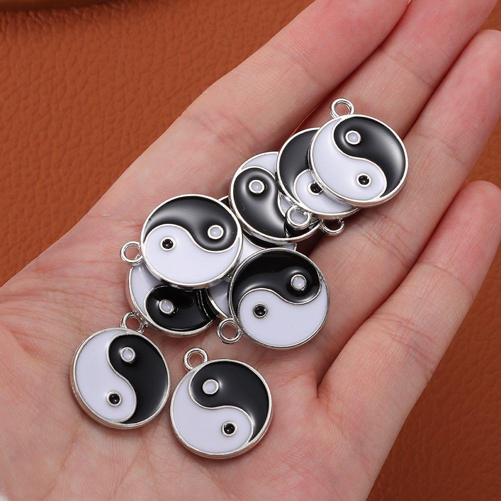 Lily Yin Yang Pendant Handmade Kalung Liontin Anting Membuat Putih Hitam