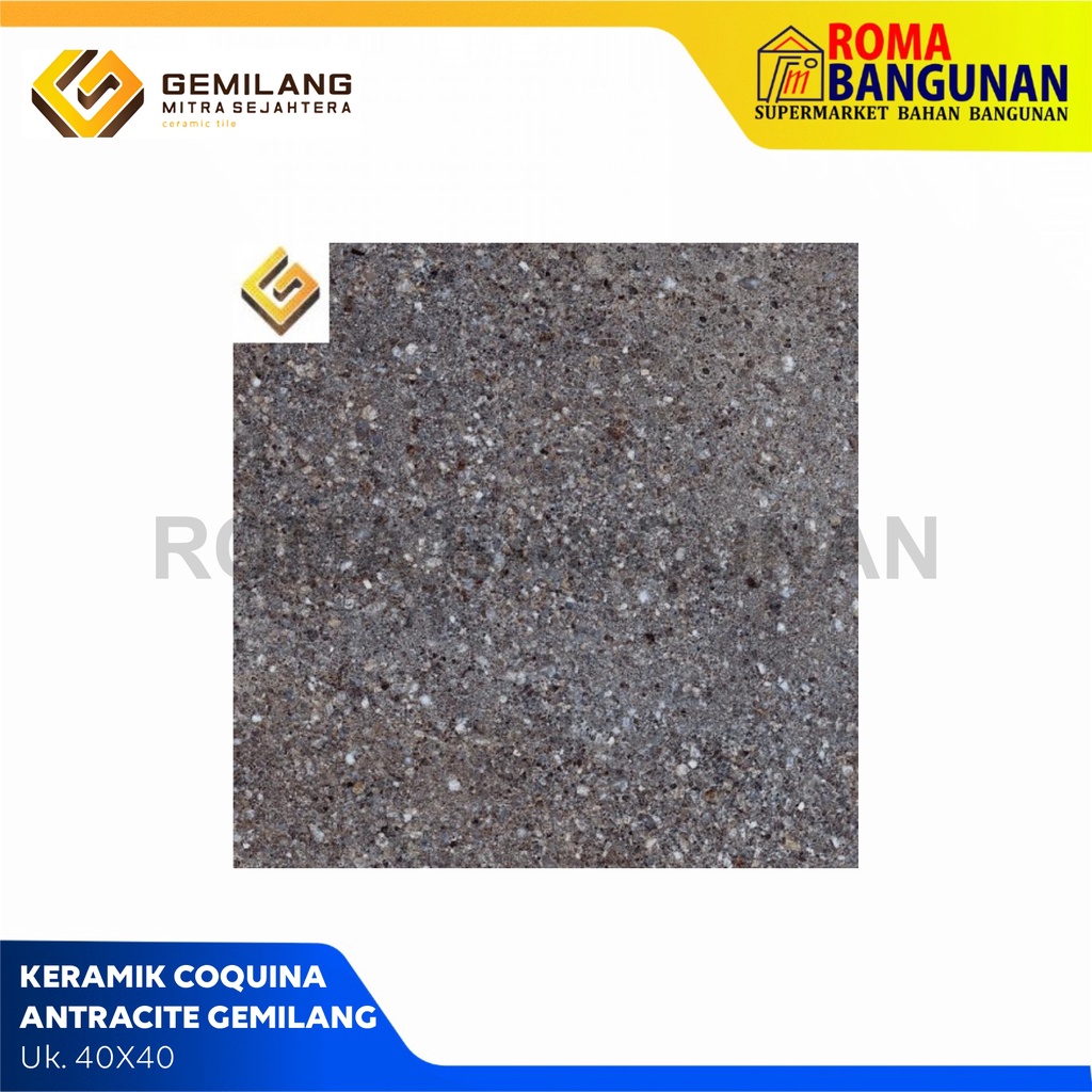 Gemilang Keramik Lantai Keramik Kamar Mandi Keramik Teras Keramik Garasi Keramik Gemilang Coquina Antracite 40X40