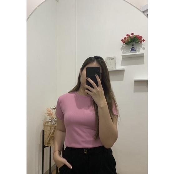 JOSHIN Na-Bi kaos oblong croptop | Atasan Crop Rib Knit
