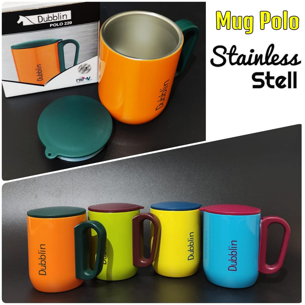 KUP - COD MURAH SATUAN MUG GELAS CANGKIR POLO 220ML STAINLESS STEEL DENGAN DUS