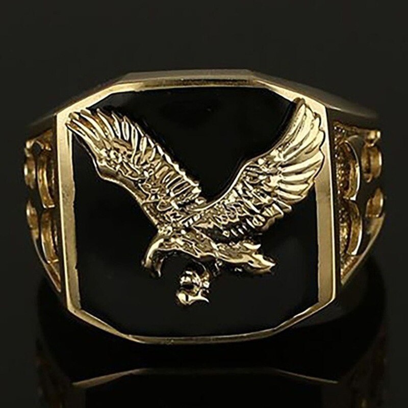 2021 Cincin Emas 18k Desain Elang Gaya Gothic Untuk Pria