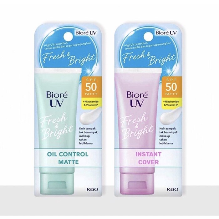 ✨LACIKOSME✨BIORE UV FRESH &amp; BRIGHT SUNSCREEN - INSTAN COVER OIL CONTROL SPF50 PA+