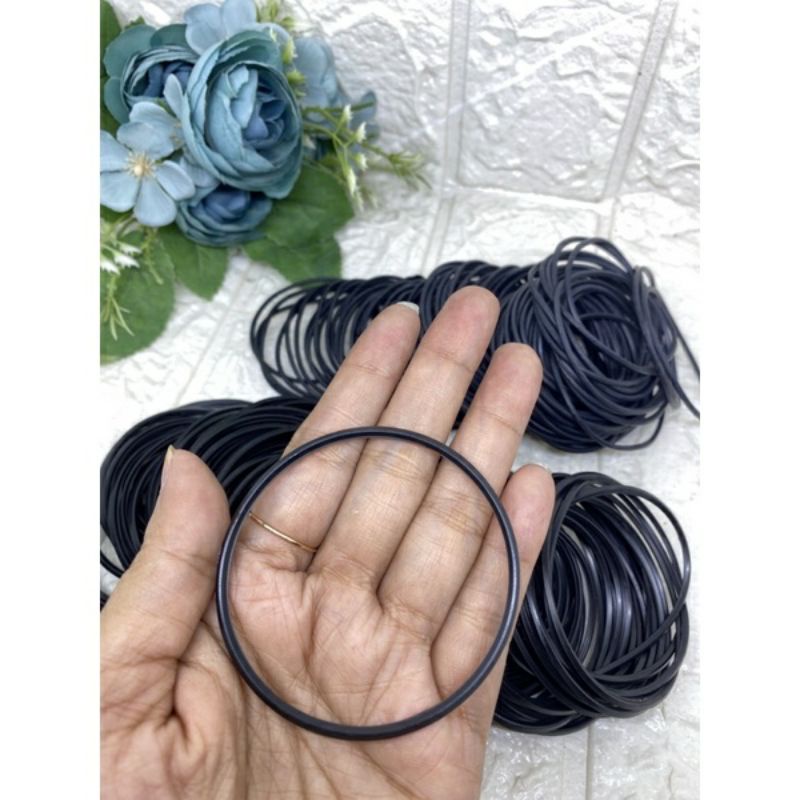 Gelang Karet Hitam Polos cewe Cowo Bangle kembar pasangan-Gelang Hitam 1 pc