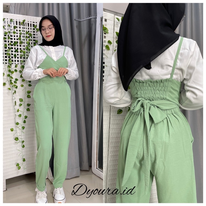 NEW JUMPSUIT / one set vest PREMIUM/ setelan wanita / one set reina span/ setelan crop /overall belakang pita BY DYOURA