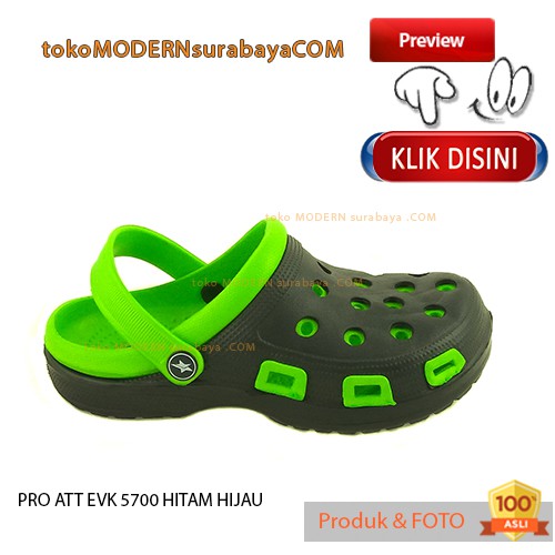 PRO ATT EVK 5700 HITAM HIJAU sandal anak sandal bakpao ringan