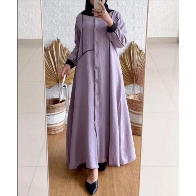 Ginela dress crincle premium/gamis wanita ginela terbaru 2022