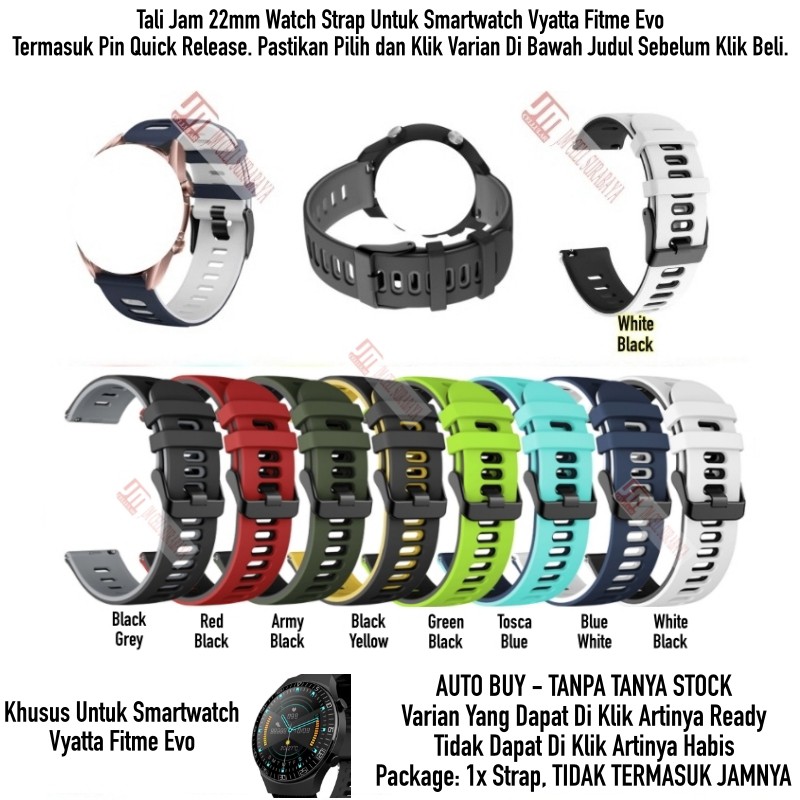 Tali Jam Tangan 22mm Strap Vyatta Fitme Evo - Dual Tone Rubber Silikon