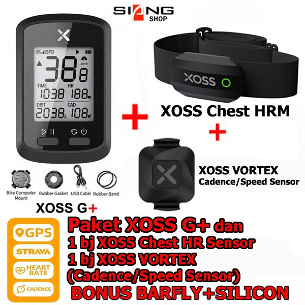 Paket XOSS G Plus dan XOSS Chest HRM + VORTEX Cadence