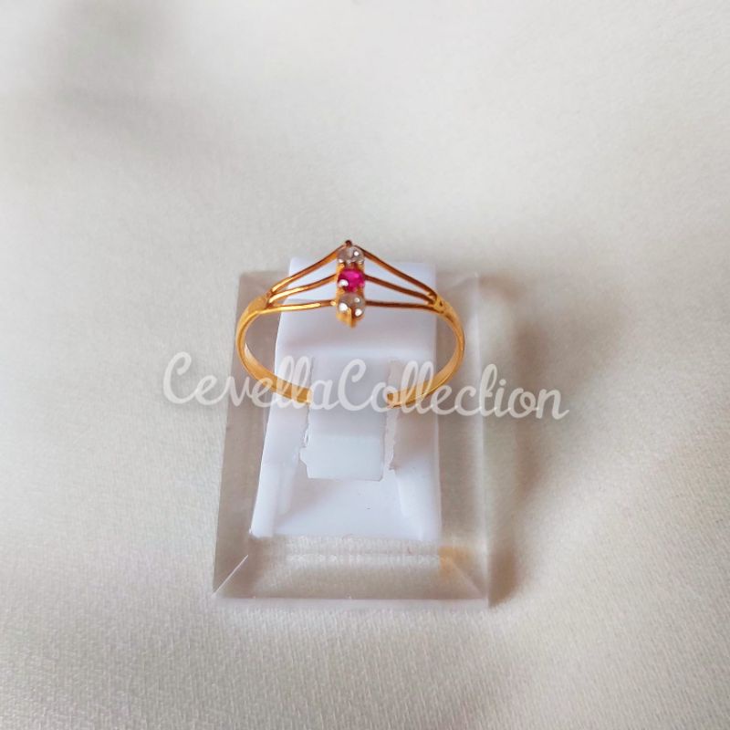 Cincin Mahkota Merah Putih Emas Muda 1/2 Gram