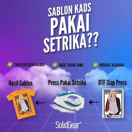 

Sablon Setrika DTF Siap Press Cetak Satuan Desain Bisa Custom