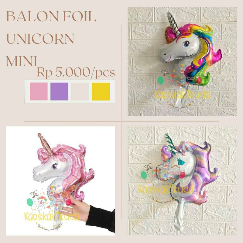 Balon Foil Unicorn Mini / Balon Karakter Unicorn / Balon Unicorn