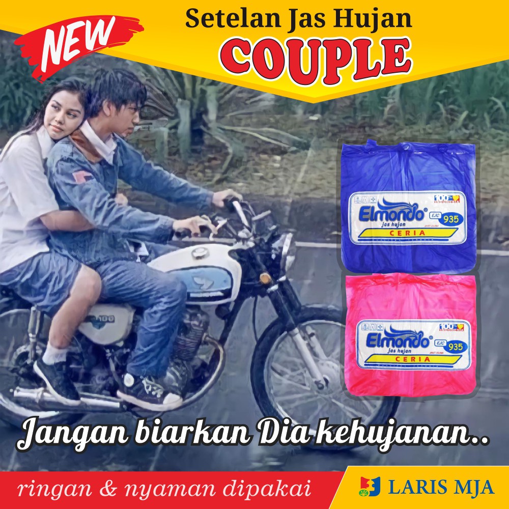 Setelan Jas Hujan Couple Bahan Karet Elastis Mantel Ujan Stelan Pria Wanita Dewasa Transparan Murah