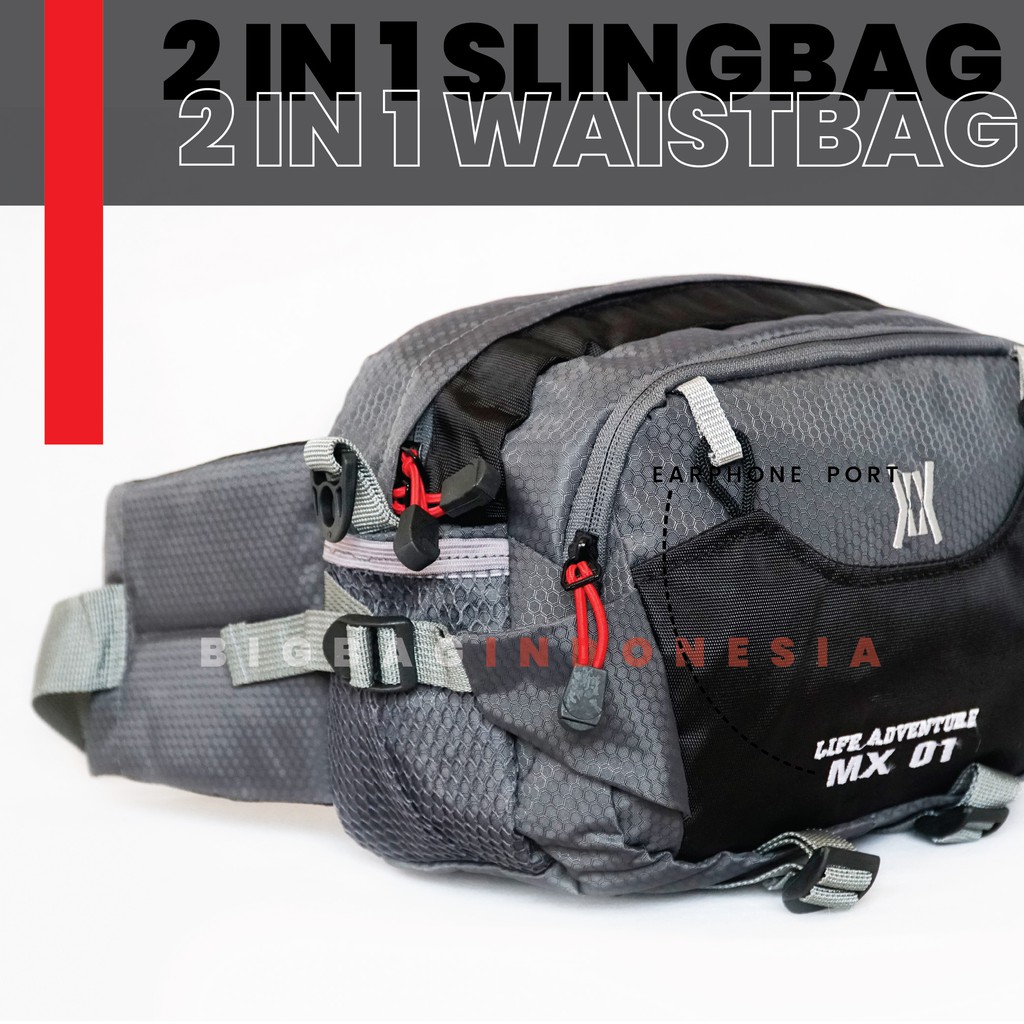 Tas Selempang Tas Selempang GEAR BAG LIFE ADVENTURE MX 01 -  Original BB - Slingbag Waist bag Cowok