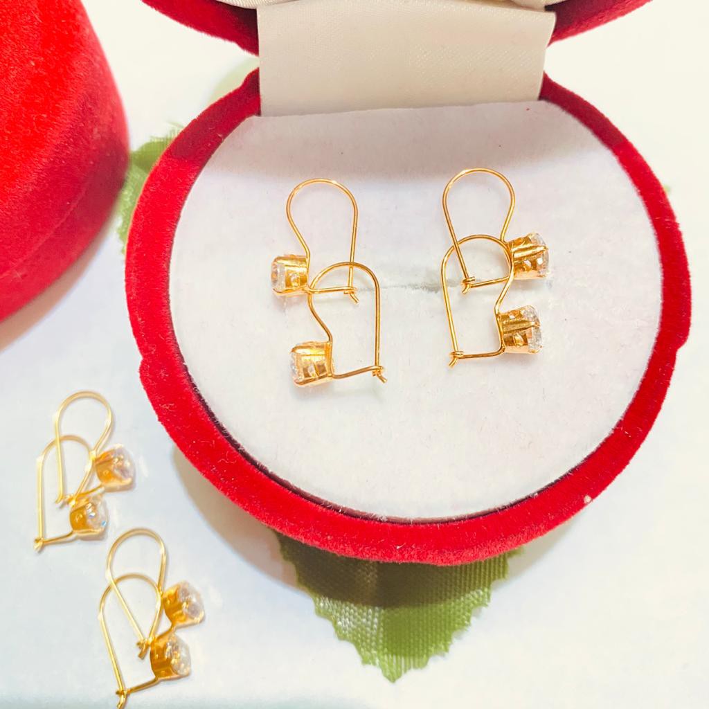 Anting Desy mata 1, perak 925, sepuh emas kuning