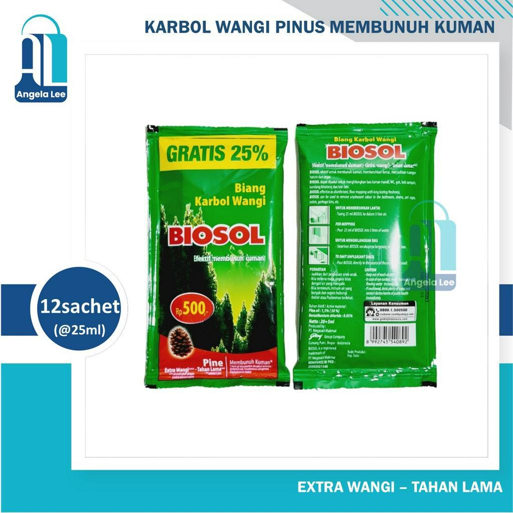 BIOSOL karbol extra wangi bunuh kuman virus renceng 12 sachet @25ml pel pembersih lantai