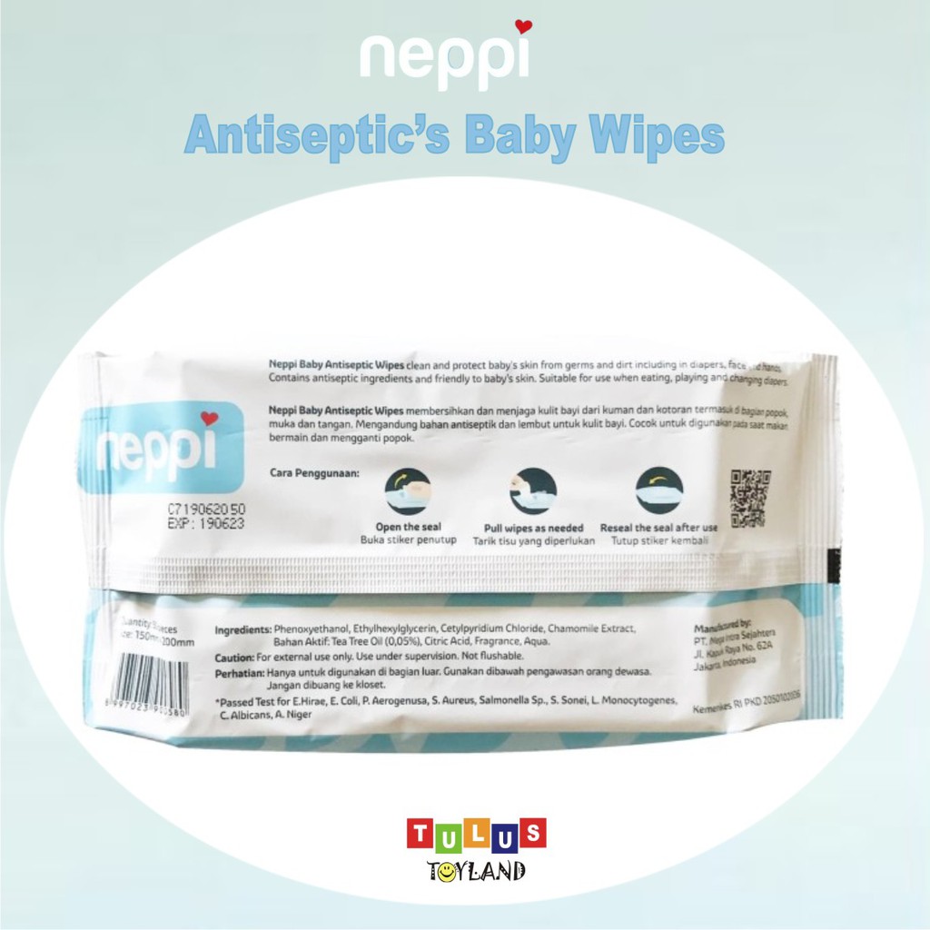 Neppi Baby Antiseptic Wipes Tissue Basah Bayi Tisu Antiseptik