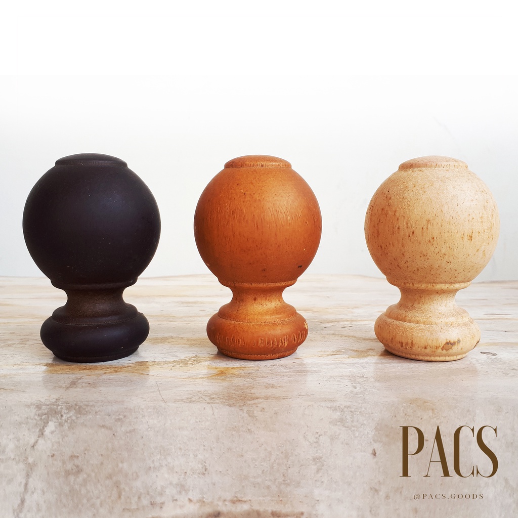 Ujung Rollet Gorden Hordeng kayu / Bubutan / Ujung Tangga Kayu Bulat