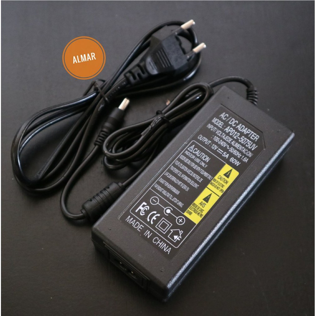 Adapter Universal AC DC 12V 5A Power Supply Adaptor Arus 5 Ampere Kamera CCTV LED Light TV Laptop