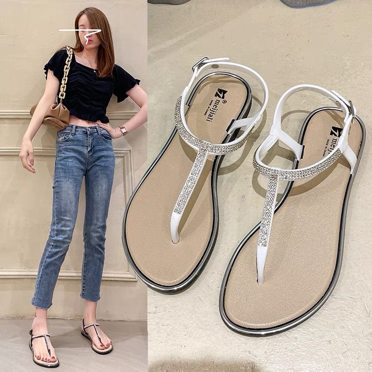 Sendal Tali Wanita Import Fashion Sandal Slop Cewek Murah Sendal Jepit Santai Terkini SD-070