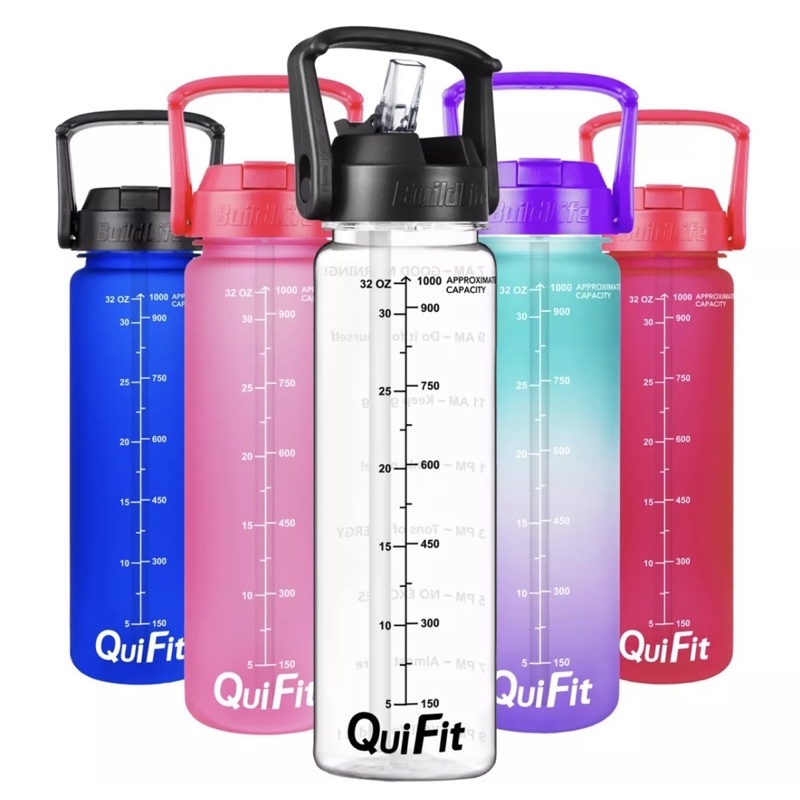QuiFit ORIGINAL Botol Minum Penanda Waktu / Botol Waktu / FREE SIKAT BOTOL
