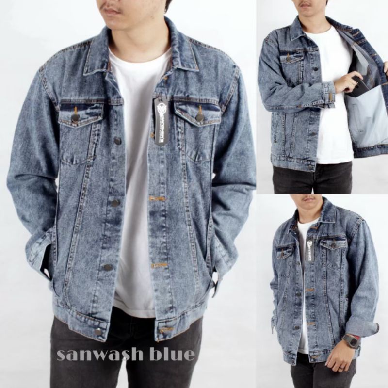 Jaket Jeans Denim Pria Distro / Jeans Pria Keren / Jaket Jeans Sandwash Pria Terbaru 2022