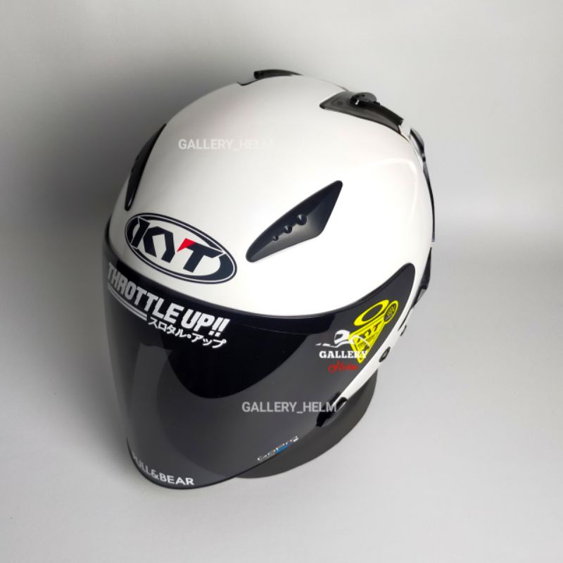 HELM KYT GALAXY FLAT R PUTIH | PAKET GANTENG VISOR VENOM-Putih dark smoke