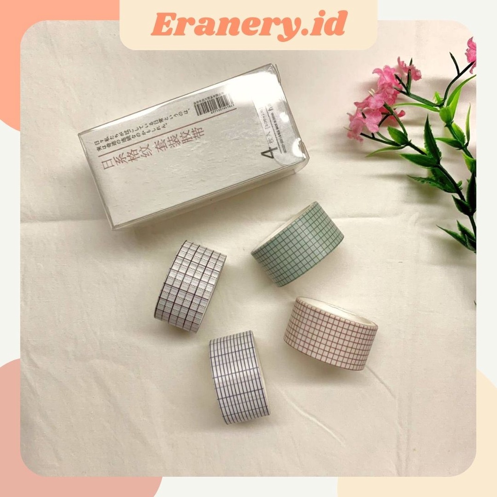 

[Washi Tape] 4 pcs/set Aesthetic Grid Washi Tape