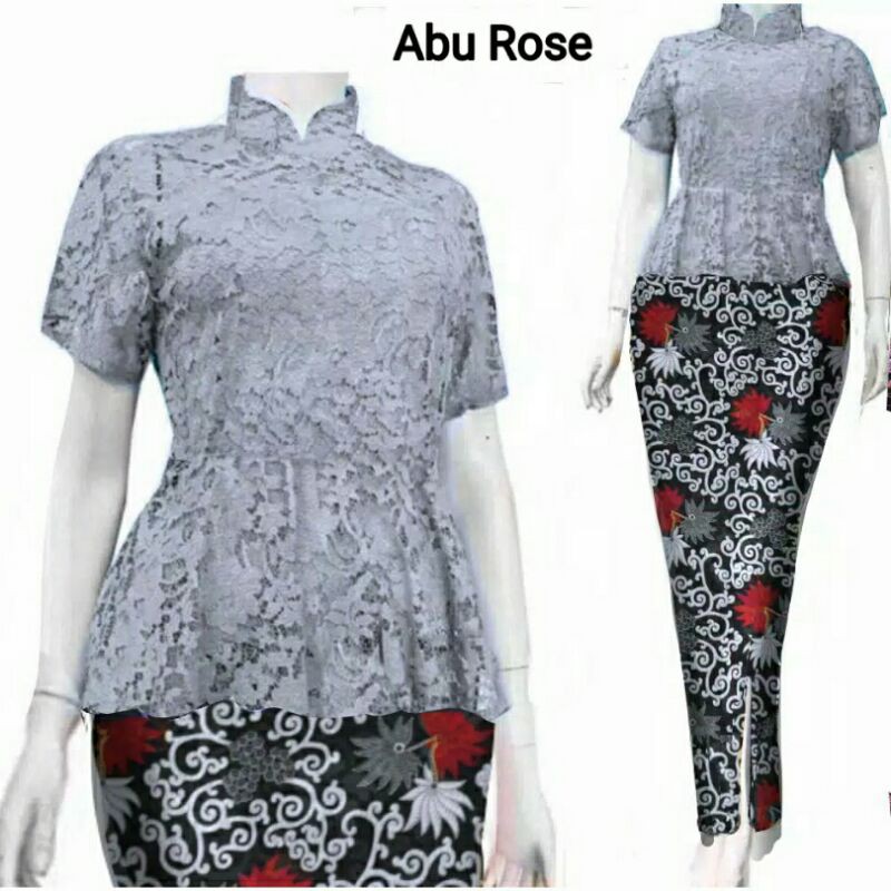 SETELAN KEBAYA BATIK SELLA BROKAT LENGAN PENDEK BAHAN ADEM TEBAL BAJU PESTA KONDANGAN MEWAH