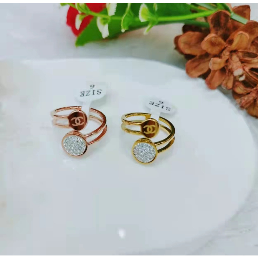 Cincin Titanium Permata Perhiasan Fashion 8708,8709