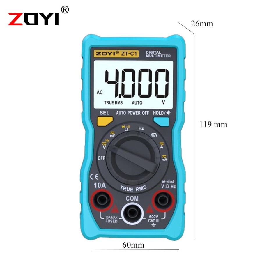 ZOYI ZT-C1 Multimeter Digital Resistence Frequency AC DC Voltage DC AC Current NCV